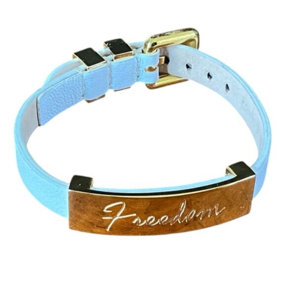 Rustic Cuff Freedom leather and Stainless Buckle Bracelet - Picture 2 of 4